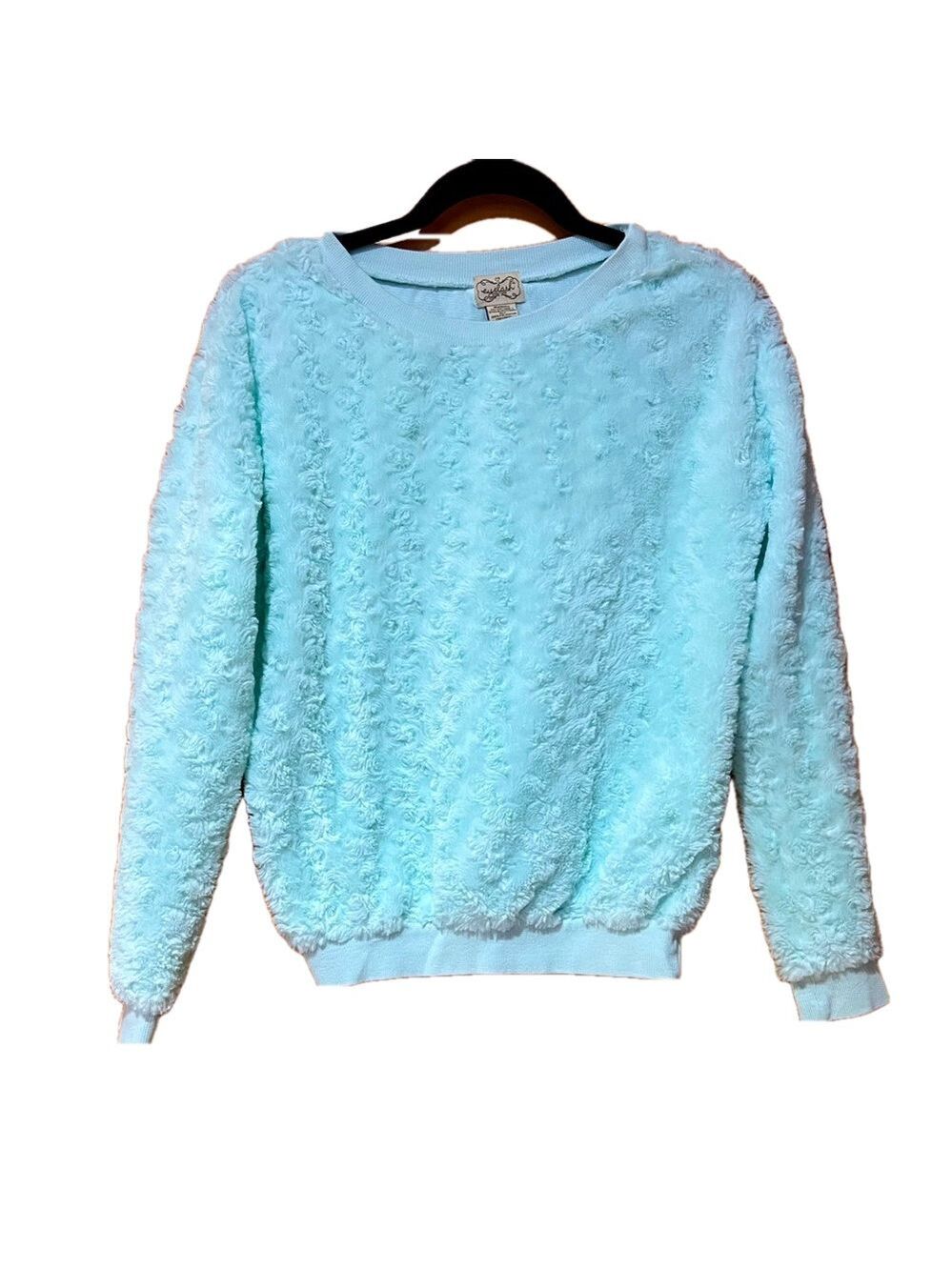 Juniors Eyelash Sweater Light Blue Small